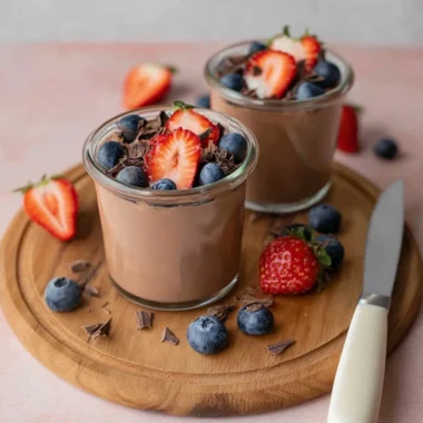 Delicious Chocolate Protein Pudding in a bowl, perfect for a healthy dessert.