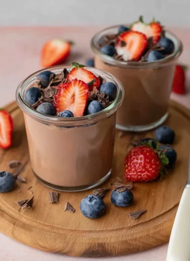 Delicious Chocolate Protein Pudding in a bowl, perfect for a healthy dessert.