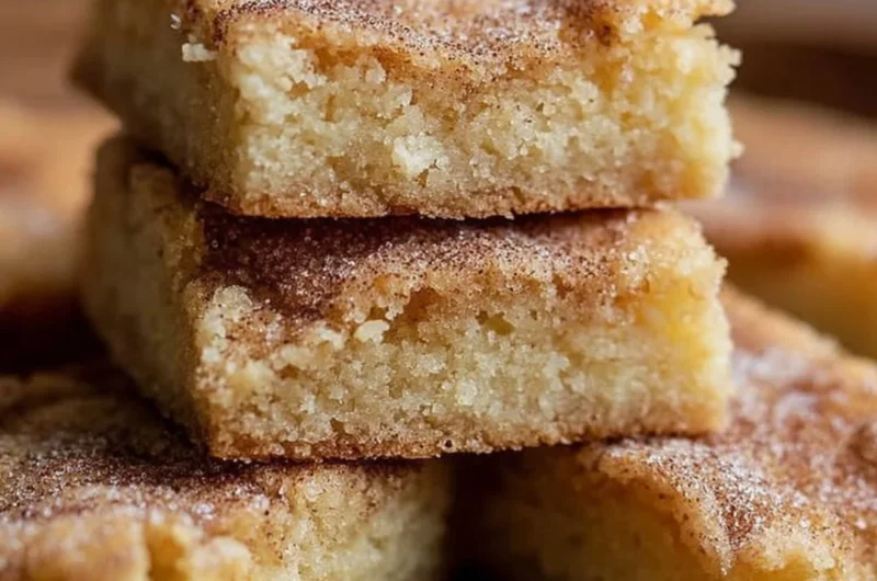Freshly baked Cinnamon Sugar Blondies topped with cinnamon sugar