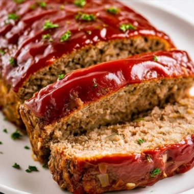 Classic Meatloaf served with mashed potatoes and glazed carrots