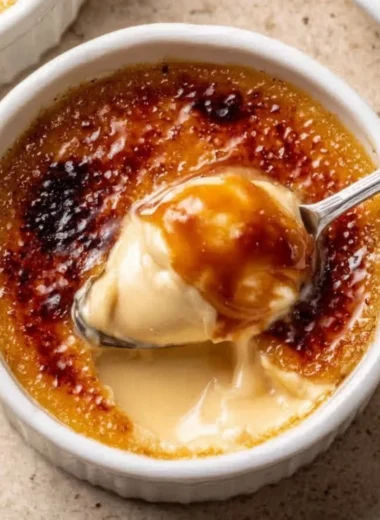 Delicious Coffee Crème Brûlée dessert topped with caramelized sugar crust