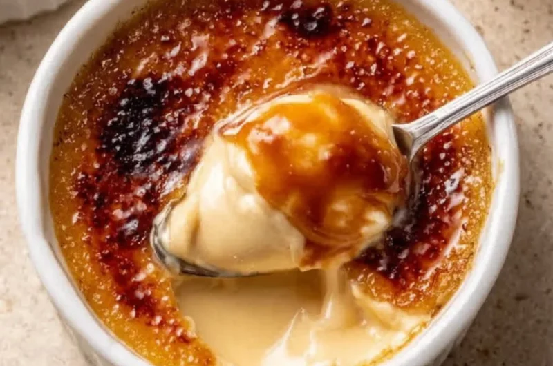 Delicious Coffee Crème Brûlée dessert topped with caramelized sugar crust