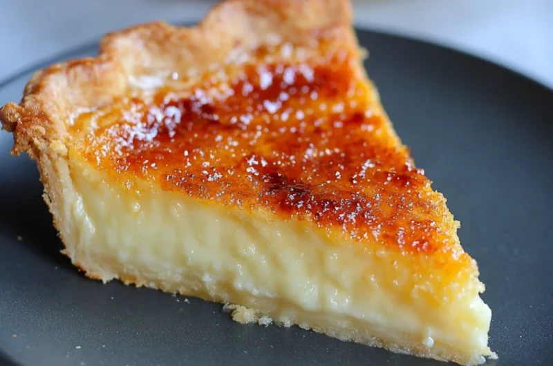 Delicious Crème Brûlée Pie with a golden caramelized sugar crust