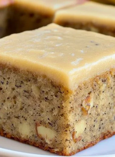 Delicious easy banana bread brownies on a plate.