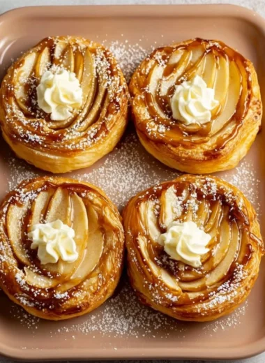 Espresso Apple Cream Cheese Danish with apple slices and cream cheese filling