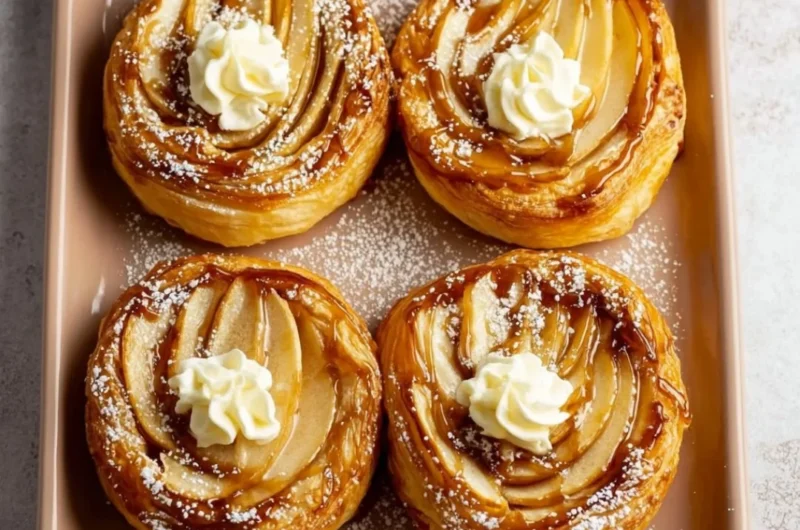 Espresso Apple Cream Cheese Danish with apple slices and cream cheese filling