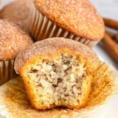 Fluffy cinnamon banana bread muffins fresh out of the oven.