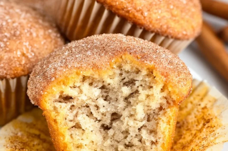 Fluffy cinnamon banana bread muffins fresh out of the oven.