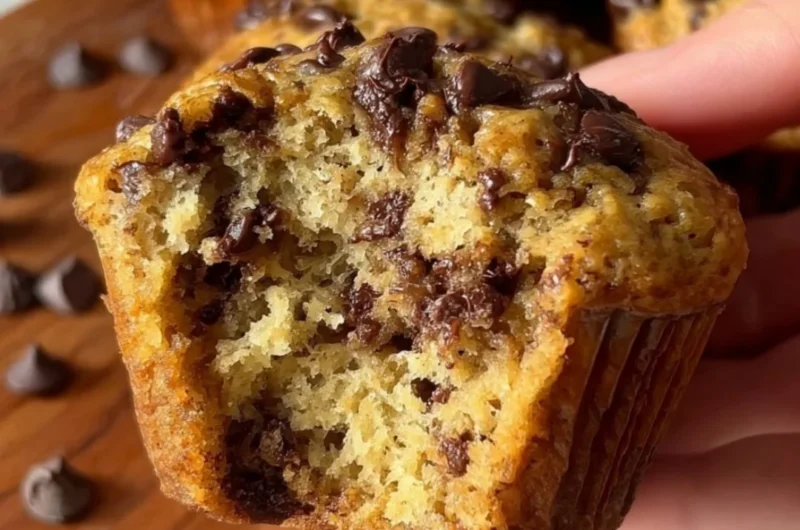 Healthy peanut butter banana muffins fresh out of the oven