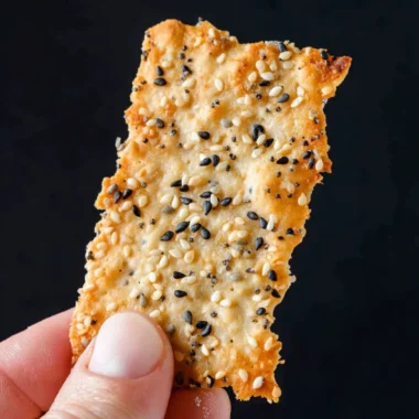 Homemade sourdough crackers displayed on a rustic wooden board