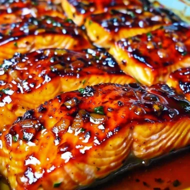 Delicious Honey Garlic Salmon garnished with herbs on a plate
