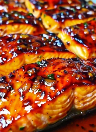Delicious Honey Garlic Salmon garnished with herbs on a plate