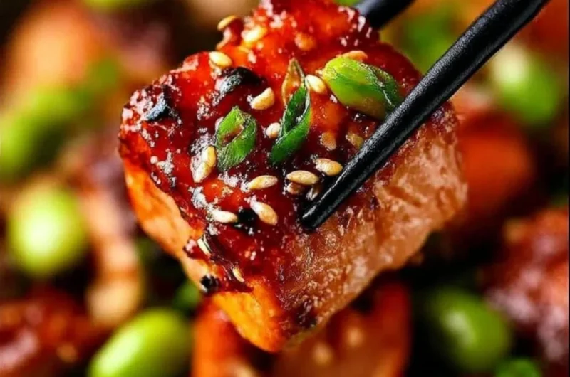 Delicious Honey Sriracha Salmon Bowl with vibrant vegetables and rice.