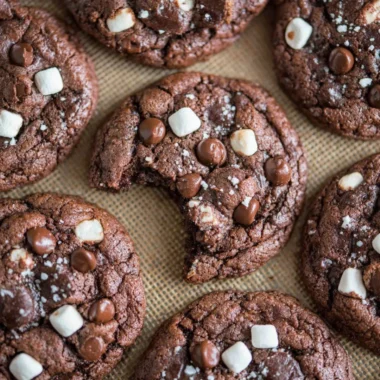 Delicious hot chocolate cookies with melty chocolate chips