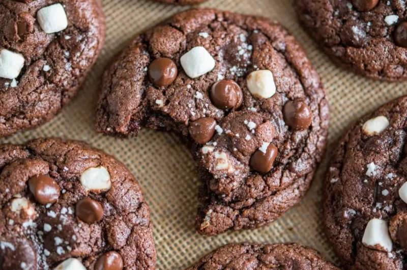 Delicious hot chocolate cookies with melty chocolate chips