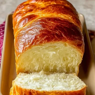 Loaf of homemade Amish White Bread on a wooden cutting board