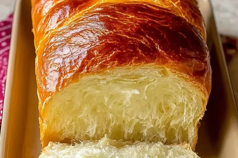Loaf of homemade Amish White Bread on a wooden cutting board