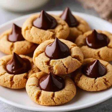 Irresistible High Altitude Peanut Butter Blossom Cookies on a plate