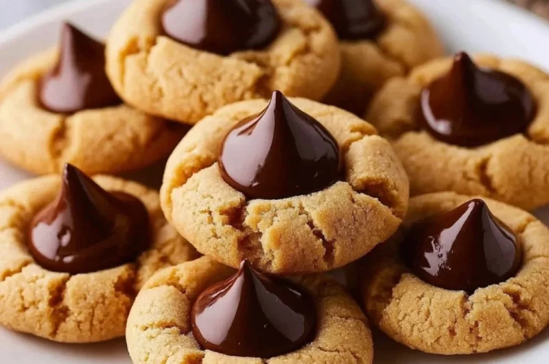 Irresistible High Altitude Peanut Butter Blossom Cookies on a plate