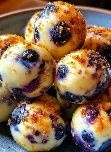 Lemon Blueberry Cottage Cheese Protein Bites on a plate