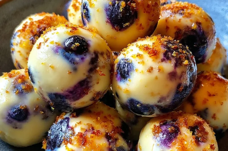 Lemon Blueberry Cottage Cheese Protein Bites on a plate