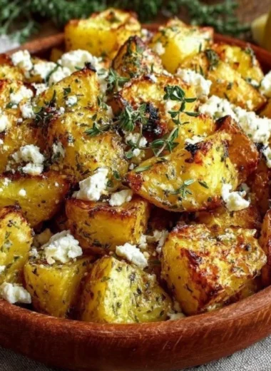 Mediterranean roasted potato bowl with tzatziki sauce and fresh herbs
