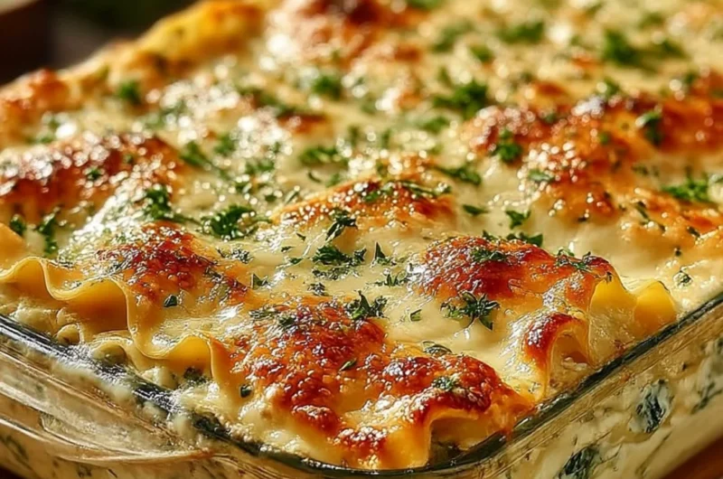 Delicious homemade Mushroom Lasagna layered with cheese and fresh herbs