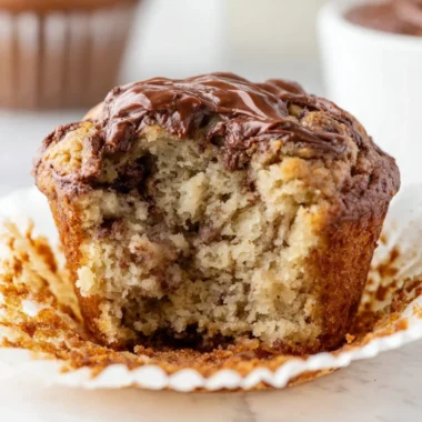 Delicious Nutella banana muffins with rich chocolate and ripe bananas