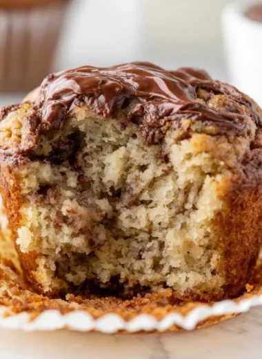 Delicious Nutella banana muffins with rich chocolate and ripe bananas