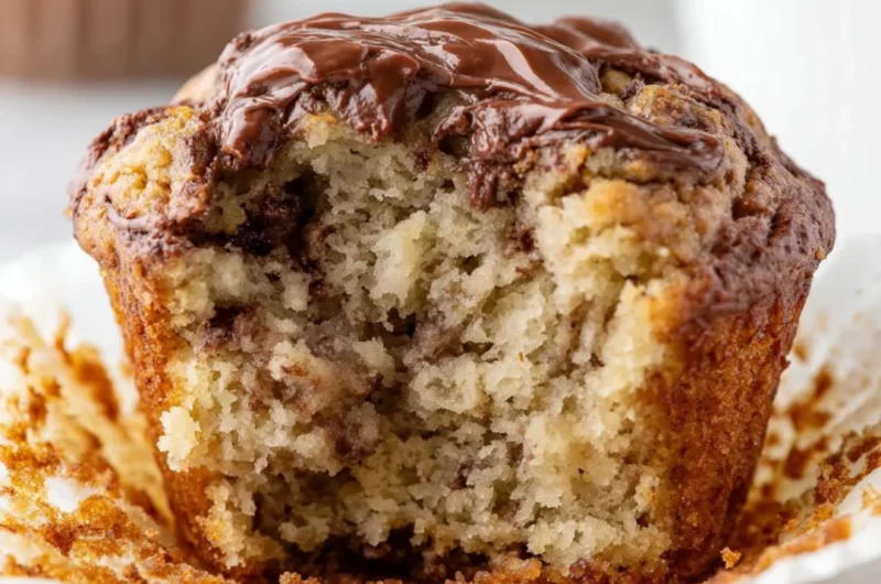 Delicious Nutella banana muffins with rich chocolate and ripe bananas