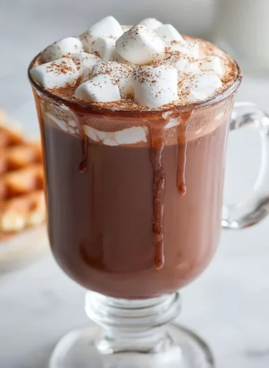 Creamy slow cooker hot chocolate in a cozy mug