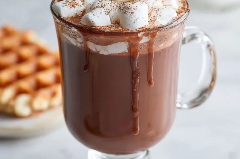 Creamy slow cooker hot chocolate in a cozy mug