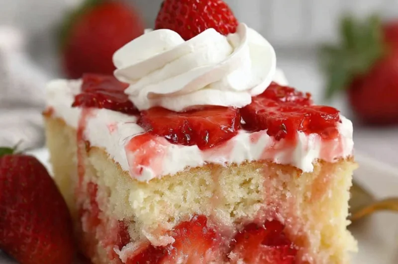 Delicious strawberry shortcake-inspired dessert with fresh strawberries and whipped cream.