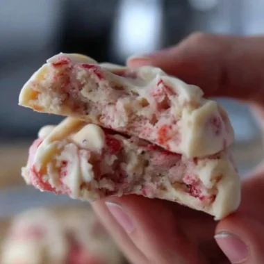 A close-up of strawberry yogurt bites topped with fresh strawberries.