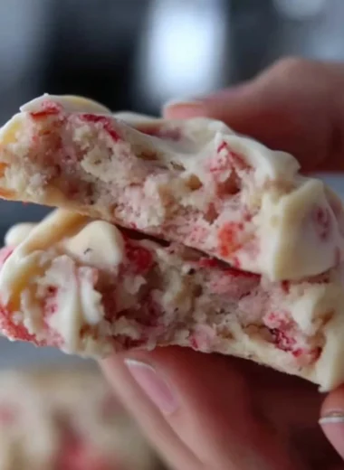A close-up of strawberry yogurt bites topped with fresh strawberries.