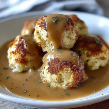 Delicious homemade Thanksgiving stuffing balls ready to be served.