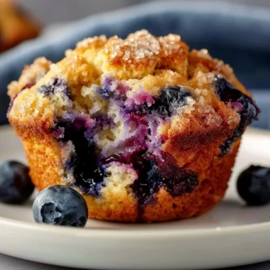 Delicious blueberry cottage cheese muffins on a plate