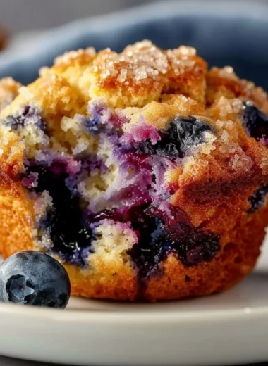 Delicious blueberry cottage cheese muffins on a plate