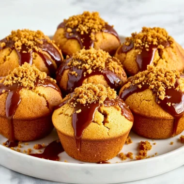 Fluffy Biscoff Muffins topped with cookie crumbs
