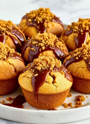Fluffy Biscoff Muffins topped with cookie crumbs