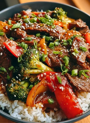 Delicious Blackstone Cowboy Stir Fry with colorful vegetables and beef on a grill.