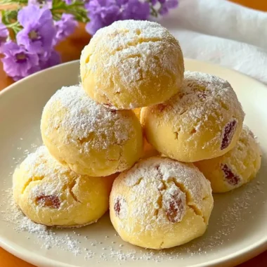 Buttery Keto Russian Tea Cakes dusted with powdered erythritol.