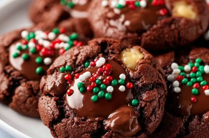Delicious chewy hot cocoa cookies with chocolate chips and marshmallows