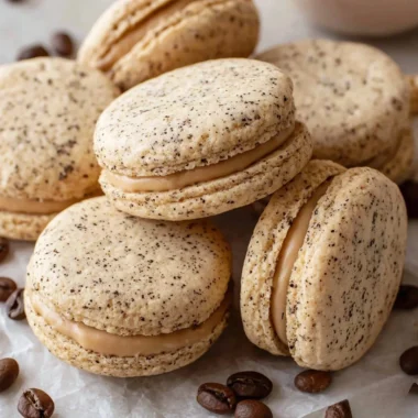 Freshly baked coffee sugar cookies on a decorative plate
