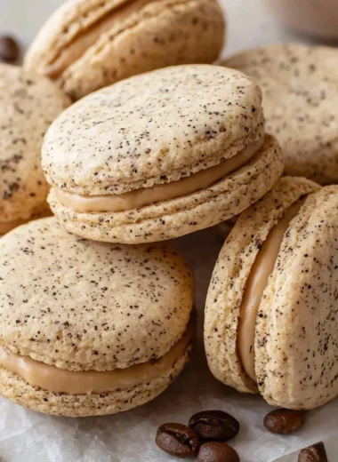 Freshly baked coffee sugar cookies on a decorative plate