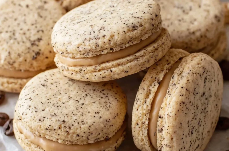 Freshly baked coffee sugar cookies on a decorative plate