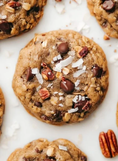 Delicious Cozy Cowboy Cookies baked with chocolate, oats, and nuts
