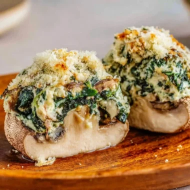 Cozy creamy stuffed mushrooms with herbs and cheese, perfect appetizer for any occasion
