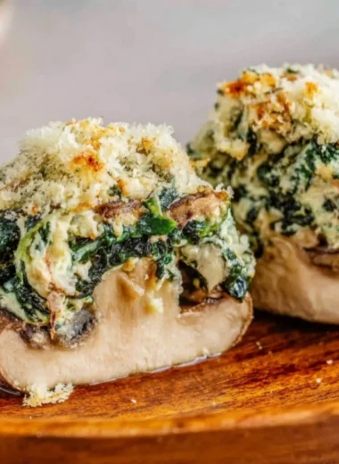 Cozy creamy stuffed mushrooms with herbs and cheese, perfect appetizer for any occasion