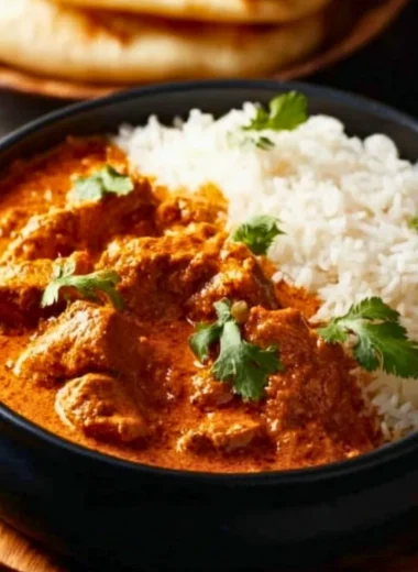 Delicious Crockpot Butter Chicken with spices and tender chicken pieces